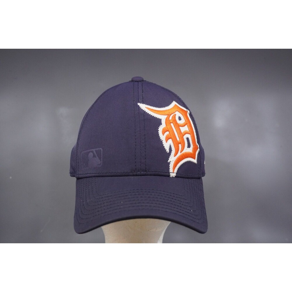 New Era Detroit Tigers 39THIRTY Hat M/L Navy Blue Flex Fit Big Logo MLB Cap